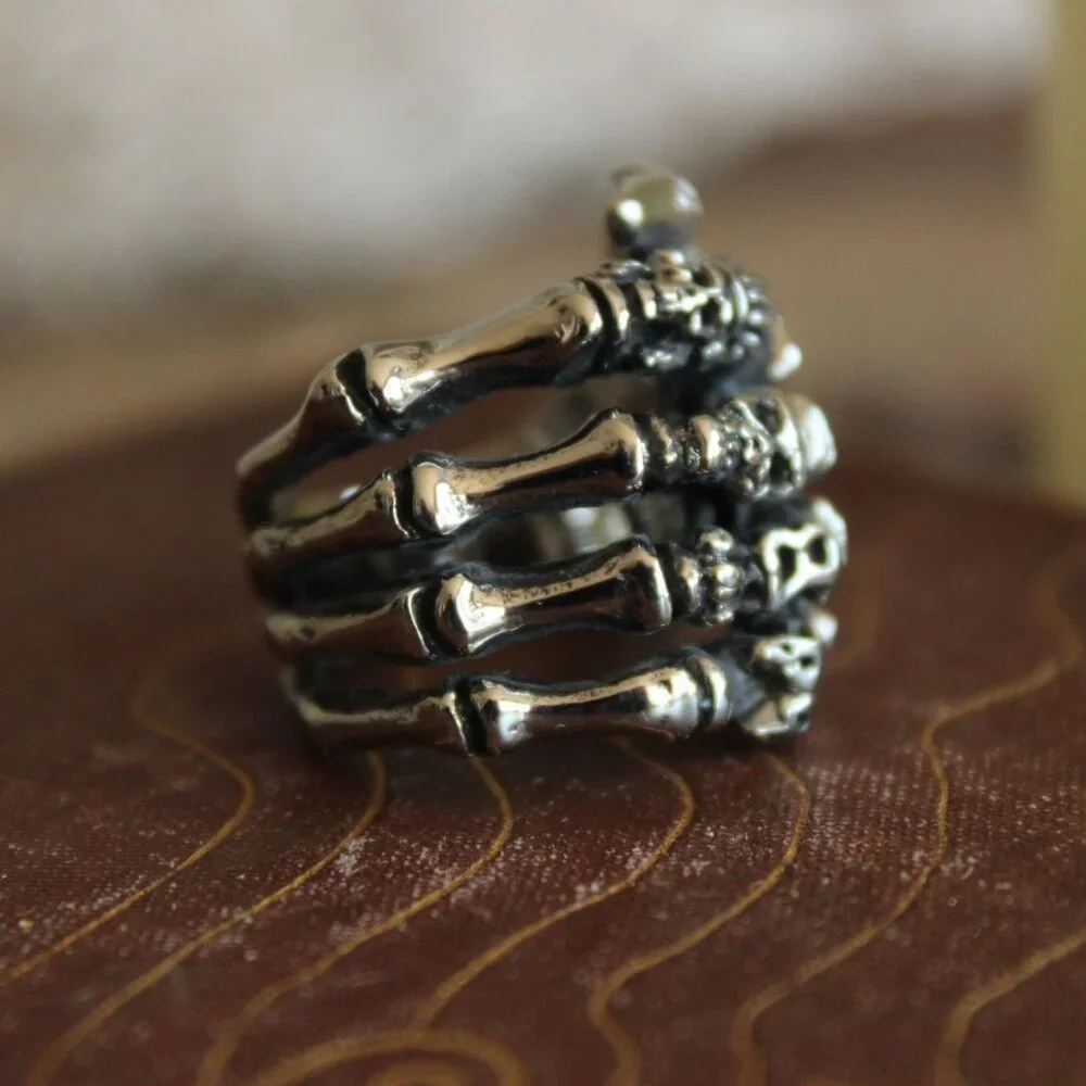 Gothic Statement Ring, Skeleton Hand and Fingers, Size approx 6.5-7 - Picture 1 of 10